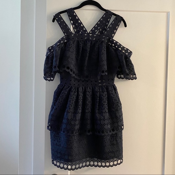 NWT Self-Portrait Navy Embroidered Mini Dress - Picture 5 of 11